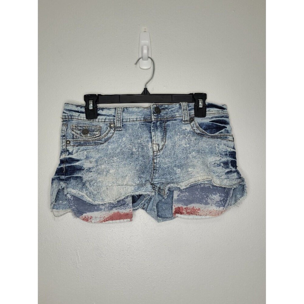 Y2k Wallflower micro mini grunge wash exposed pockets 4th of july shorts size 9